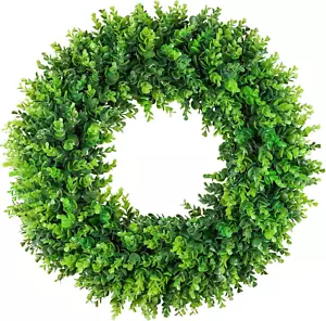 Large Boxwood Wreath Front Door 24'' Artificial Spring Wreath. Wreaths for Front - Picture 1 of 12