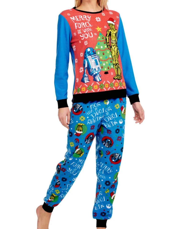 Star Wars Womens Fleece R2D2 Ugly Sweater Pajamas Holiday Sleep Set - Image 1 of 1