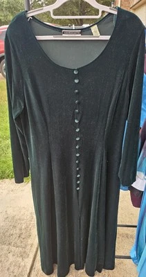 Vestido Vintage Amanda Smith Tamanho 14 Veludo Esmagado Verde - Imagem 1 de 3