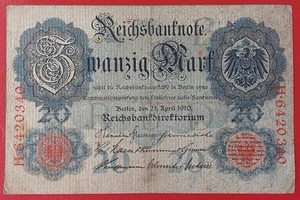 Germany 20 Mark 1910 Pick 40b VG - Picture 1 of 1