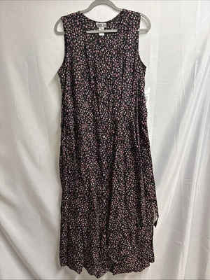 NOS Vintage Robbie Bee Floral Maxi Dress Sz 16 Y2K 90s Black Pink NWT - Image 1 of 4