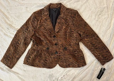 Vintage NOS Notations Jacket Multi Color Animal Print Blazer XL NWT Tiger Zebra - Image 1 of 4