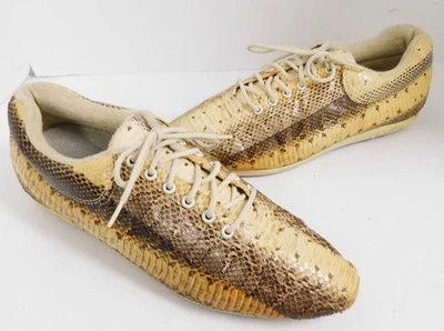 Vintage 1980 Snakers Python Sneakers Sz 8 VTG Exotic Cream Brown Snake Skin - Image 1 of 4