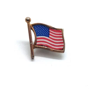 Amerikanische Flagge wehende Pin patriotisch USA Sterne Streifen Freiheit Land Stolz Vintage - Bild 1 von 3
