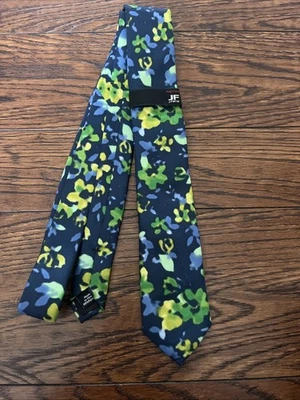 Corbata estrecha j ferrar abstracta floral verde azul amarillo Foto 1 de 4