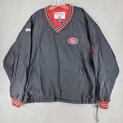 Chaqueta cortavientos pulóver negra vintage Champion Indiana Hoosiers para hombre talla L Foto 1 de 4