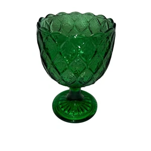 Vintage Jeannette Glas grün Rautenmuster Kelch - Bild 1 von 4