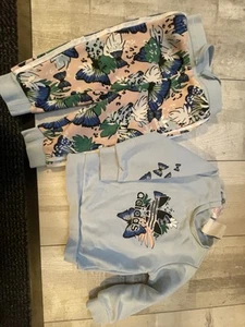 Adidas Set Blau Kinder Unisex Mädchen Kleidung Jogger 86 12-18 Monate Blumen - Bild 1 von 4