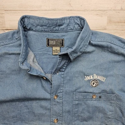 Denim Jack Daniels Old Nº 7 Azul Manga Larga Cambray Bordado Abotonado XL Foto 1 de 4