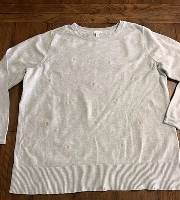 Suéter para mujer Jill XL alto azul bordado puntos manga larga Pullover Jill Foto 1 de 4