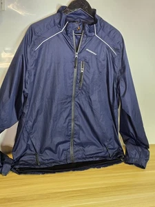 Mens Muddy Fox Waterproof Cycling Rain Jacket Navy Size XL 24" Pit 28" Long.  - Picture 1 of 15