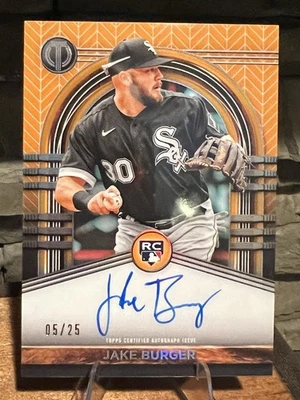 2022 Topps Tribute League Inauguration Orange /25 Jake Burger Rookie Auto RC - Image 1 of 2