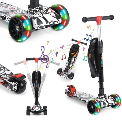 Faltbar Kinder Roller LED Räder Kinderscooter Dreiradscooter Scooter Cityroller - Bild 1 von 4