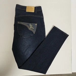  Vintage Apple Bottom Straight Jeans 90er Y2K GOLD bestickt Größe 18 Damen  - Bild 1 von 16