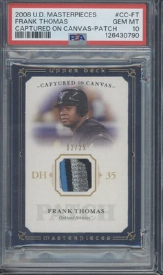 2008 Upper Deck Captured Canvas Frank Thomas 12/25 Patch Pop 1 Gem Mint PSA 10 - Image 1 of 2