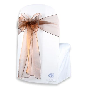 20 piezas Funda Silla Organza Marco Lazo 108"x8" - Marrón - Boda Fiesta Banquete ID - Imagen 1 de 5