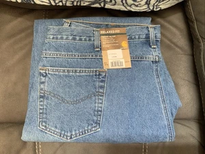 Carhartt Jeans Mens 46x32 Medium Stone Wash Denim Relaxed Fit Taper Leg NEW - Picture 1 of 8