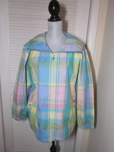 RALPH LAUREN 1X Womens Windbreaker Multicolor Pastel Plaid VINT NEW WITHOUT TAG - Picture 1 of 10