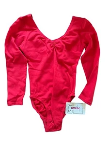 NOS NWT DUCK CROSSING LEOTARD DANCE Ballet Vintage Long Sleeve RED Child MEDIUM - Picture 1 of 3