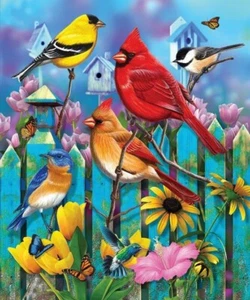 New Flower Songbirds Cardinal Plush Throw Blanket Birdwatch Birder Twitcher Gift - Picture 1 of 3