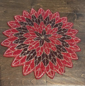 Nicole Miller Christmas Holiday Poinsettia Beaded Charger Placemat - Picture 1 of 3