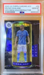 2022-23 Topps Cromo UEFA ERLING HAALAND 8/50 Oro Refractor Espécimen S-2 PSA 10 - Imagen 1 de 2