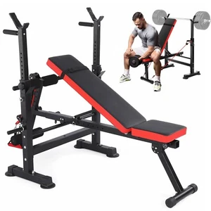 600lbs Olympic Weight Bench, Bench Press Set w/Squat Rack and Bench for Home Gym - Picture 1 of 26