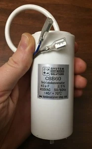 Condensateur de Service / Du Moteur 45uF / Μf CBB60 450V avec Câble Et Filetage - Picture 1 of 3