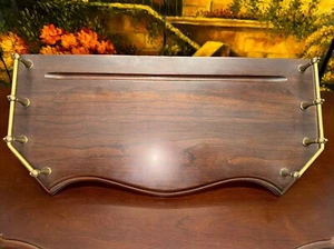 Vintage Ethan Allen Georgian Court Cherry Wood 18” Wall Shelf Brass Rails - Picture 1 of 7