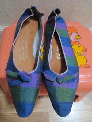 Zapatos Chu Kee de seda a rayas multicolores vintage nunca usados para mujer - talla 6M Foto 1 de 4