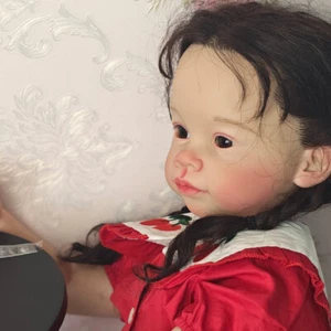 27inch Finished Reborn Baby Doll Toddler Girl Black Rooted Hair Handmade Gift - Picture 1 of 6