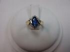 Ladies 10k marquise natural sapphire & diamond ring, size 7