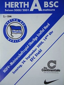 Programm Oberliga 2000/01 Hertha BSC Berlin Am. - Eisenhüttenstädter FC Stahl - Picture 1 of 1