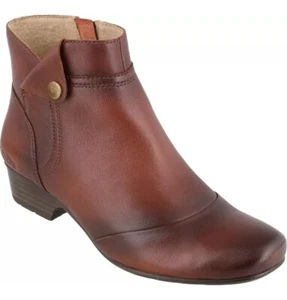 Taos Oh Snap Leather Ankle Boots Womens 9.5W Brown Side Zip Comfort Rustic Cozy - Picture 1 of 9