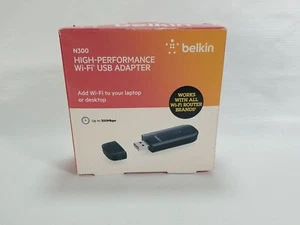 Belkin N300 Haute Performance Sans Fil Wi-Fi USB Adaptateur Dongle NEUF Boîte Ouverte - Photo 1/3
