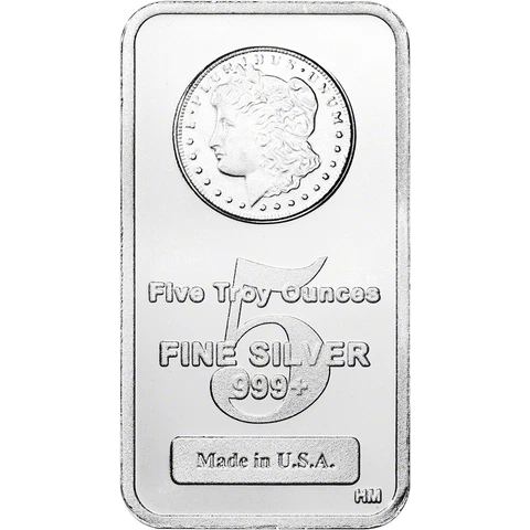 5 oz. Highland Mint Silver Bar - Morgan Dollar Design .999+ Fine Cover