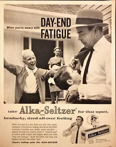 1960 Alka-Seltzer Print Ad Speedy Cartoon Character Day-End Fatigue Father - Picture 1 of 6