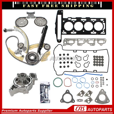 Head Gasket Set Timing Chain Water Pump Kit Fits 02-06 Chevrolet Saturn 2.2L Foto 1 de 4