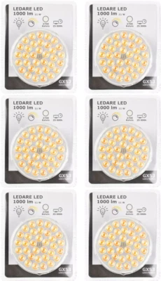 6  x  IKEA LEDARE LED Bulb GX53 1000lm Dimmable Warm Beam Angle 2700K LED1706X11 - Image 1 of 4