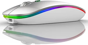 LED Wireless Mouse, Rechargeable, 2.4G Portable USB Receiver and Type C Adapter - Picture 1 of 11