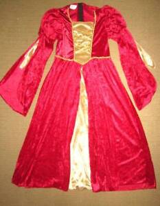 DSPlay Girls size 7-9 Renaissance Medieval Princess Costume Dress Red/Gold