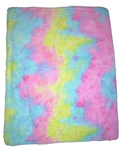 Parent Choice Tie Dye Baby Blanket Plush Sherpa Pink Blue Yellow Rainbow - Picture 1 of 2