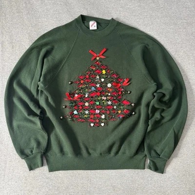 Sudadera vintage Jerzees árbol de Navidad con adornos talla mediana Foto 1 de 4