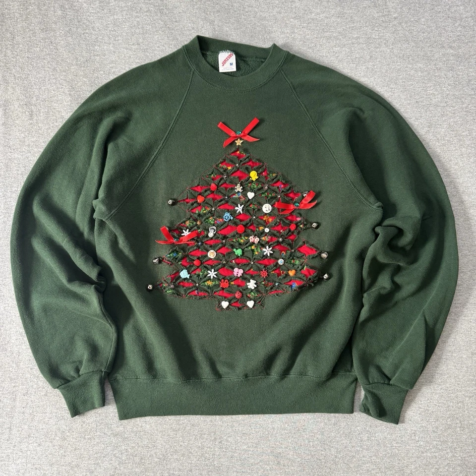 Sudadera vintage Jerzees árbol de Navidad con adornos talla mediana Foto 1 de 4