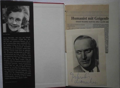Autogramm / Autograph handsigniert von Yehudi Menuhin auf Fotografie von Gerke. - Bild 1 von 3