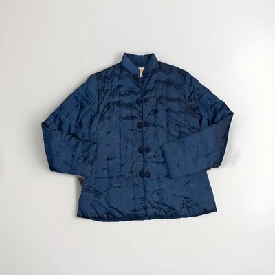 Chaqueta china grande vintage azul marino de flores de ciruela Foto 1 de 4