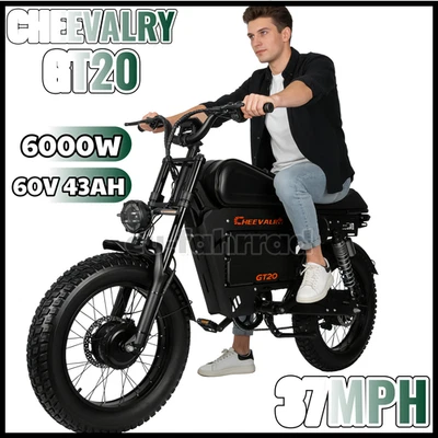 Moto Eléctrica CHEEVALRY GT20 6000W 60V 43AH 20*4.5" Neumático Graso E-bike 60KM/H Foto 1 de 4