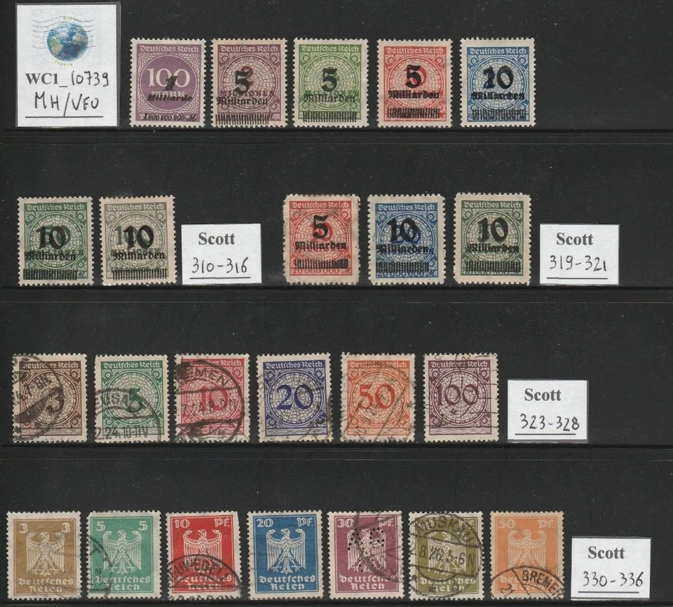 WC1_10739. GERMANY. Valuable 1923-1924  cplt. sets. MH & Used. - Image 1 of 1
