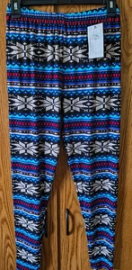 Abby & Anna superweiche dehnbare bunte blaue Leggings Übergröße Tall neu mit Etikett - Bild 1 von 4