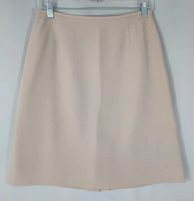 Винтажная миниатюрная изысканная женская юбка размер 8 бежевая с подкладкой нарядная комфортная молния - Изображение 1 из 4